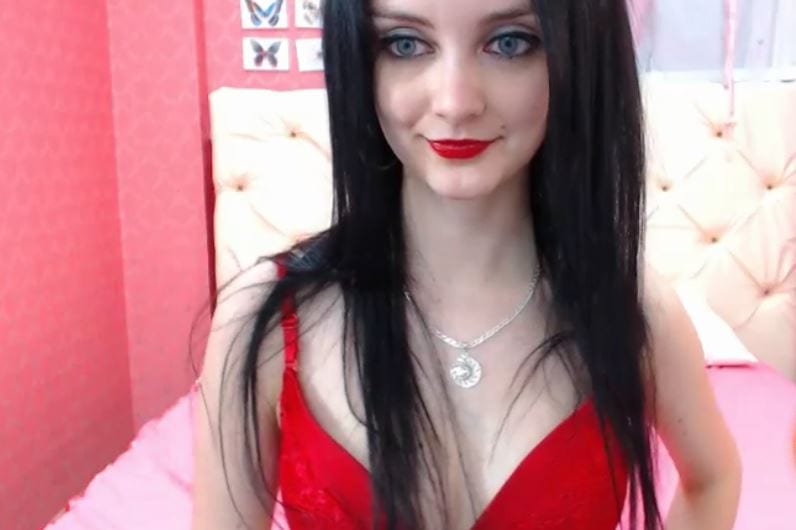 Red bra and lipstick girl