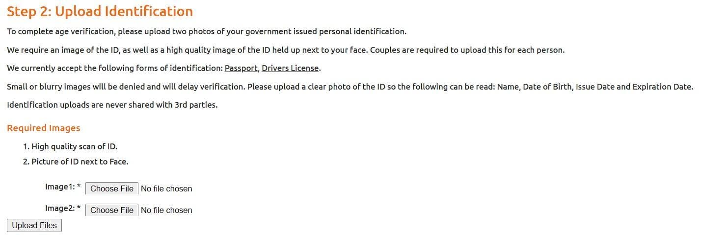 Age verification on Chaturbate include sending id photos